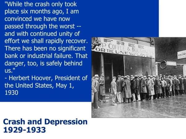 Crash and Depression 1929-1933