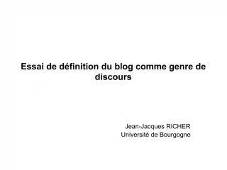 Essai de d finition du blog comme genre de discours - slide 1