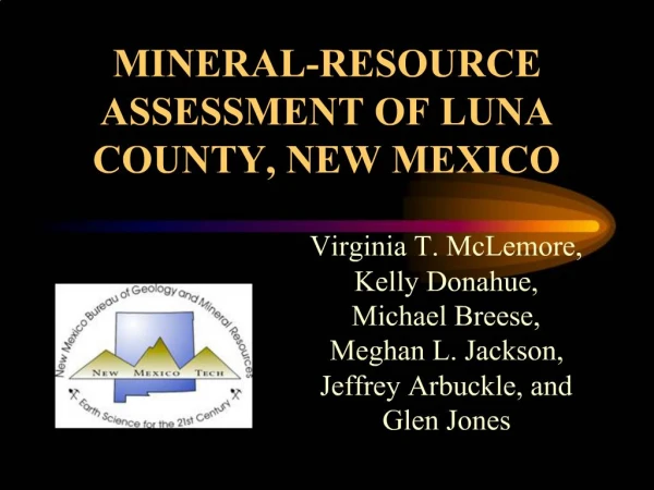 MINERAL-RESOURCE ASSESSMENT OF LUNA COUNTY, NEW MEXICO