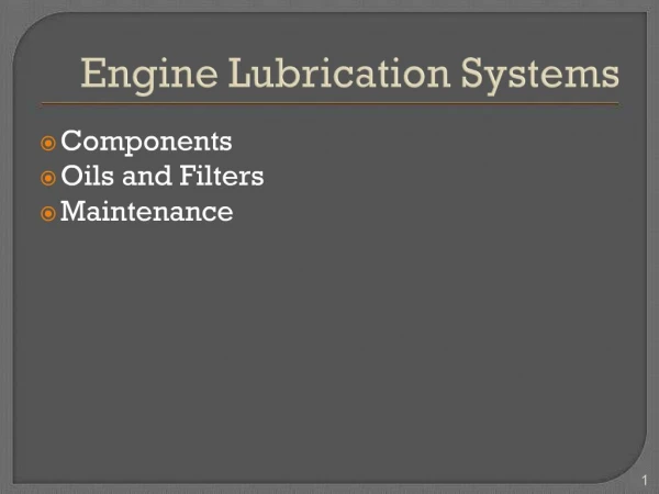 Engine Lubrication Systems