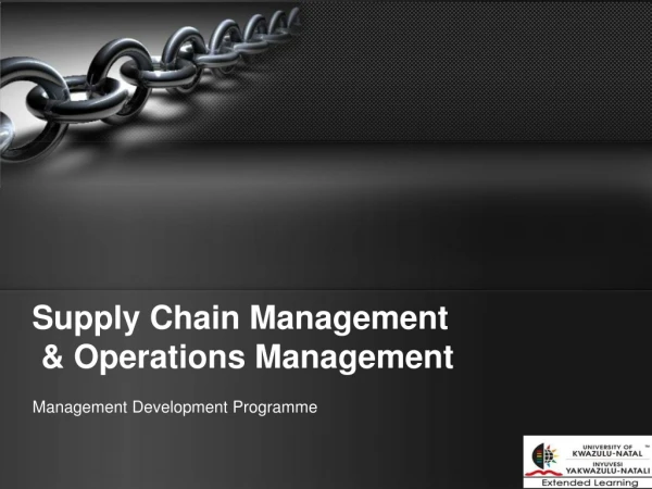 Supply Chain Management &amp; Operations Management