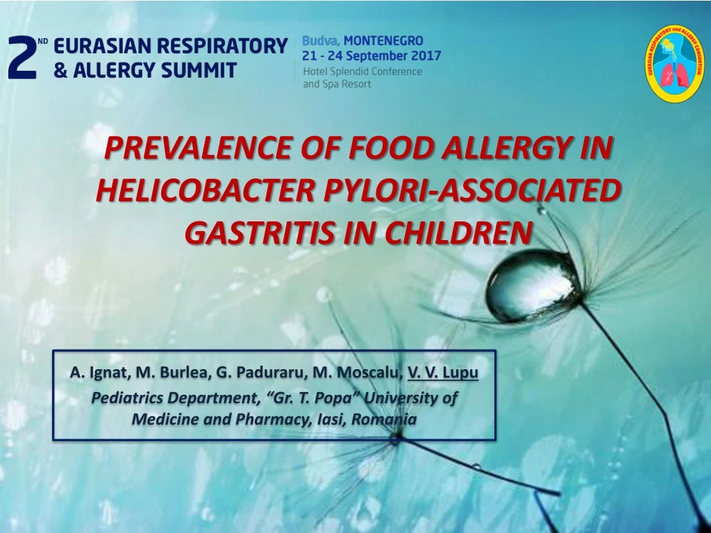 prevalence of food allergy in helicobacter pylori associated gastritis in children