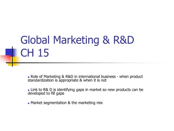 Global Marketing RD CH 15