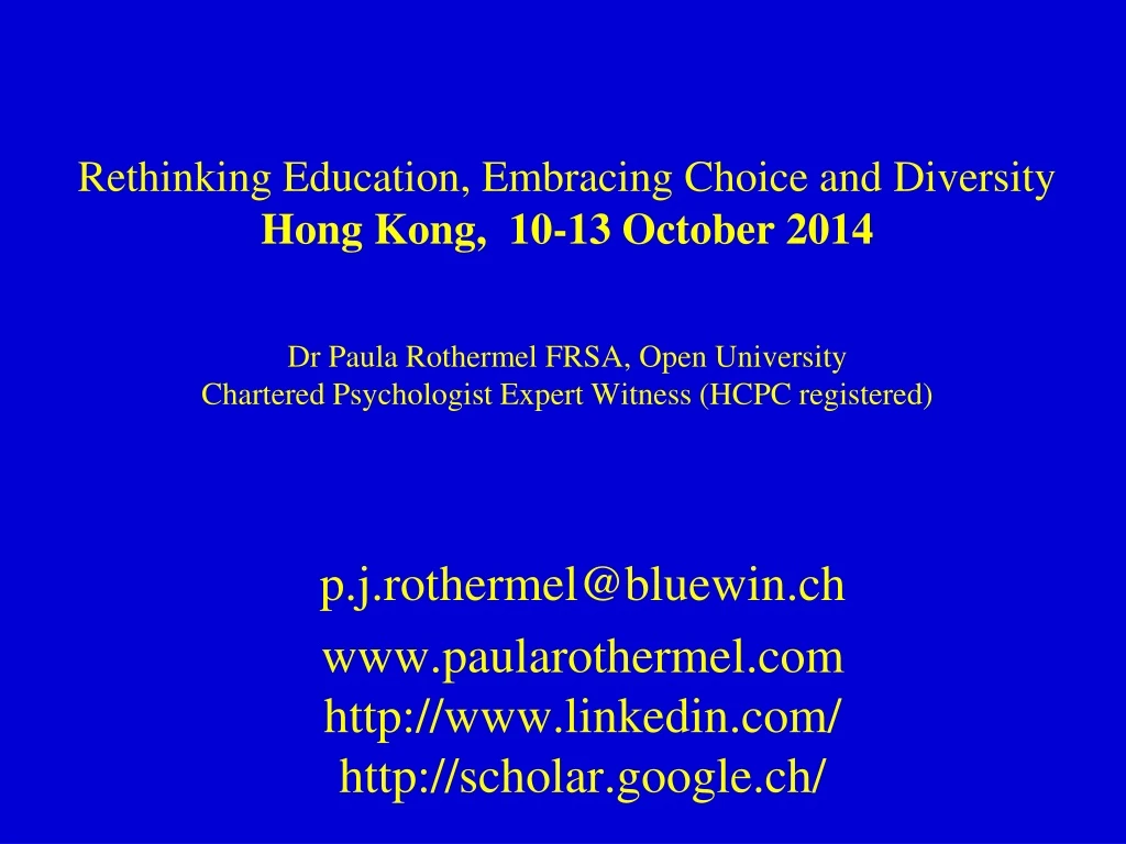 p j rothermel@bluewin ch www paularothermel com http www linkedin com http scholar google ch