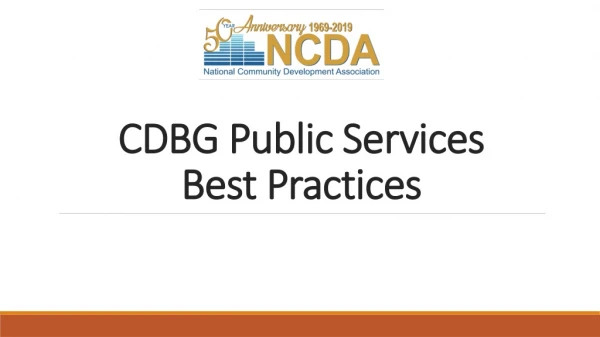 CDBG Public Services Best Practices
