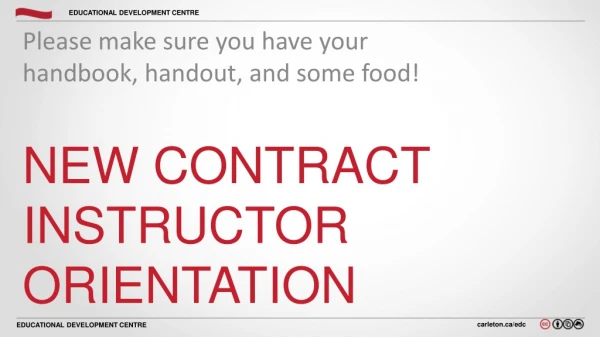 New Contract Instructor Orientation