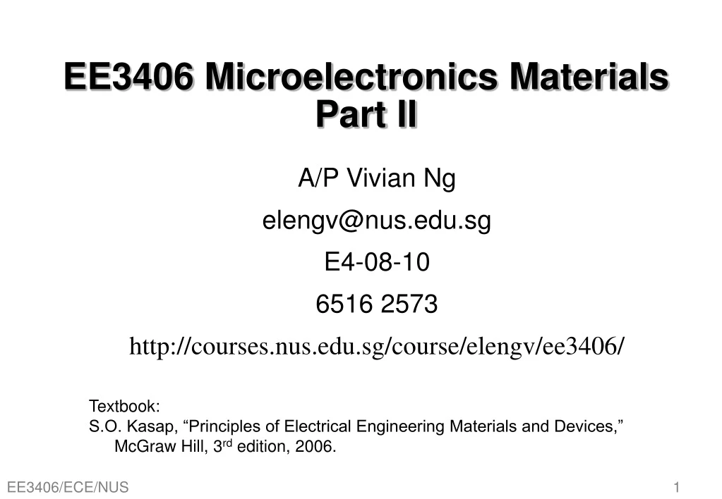 ee3406 microelectronics materials part ii