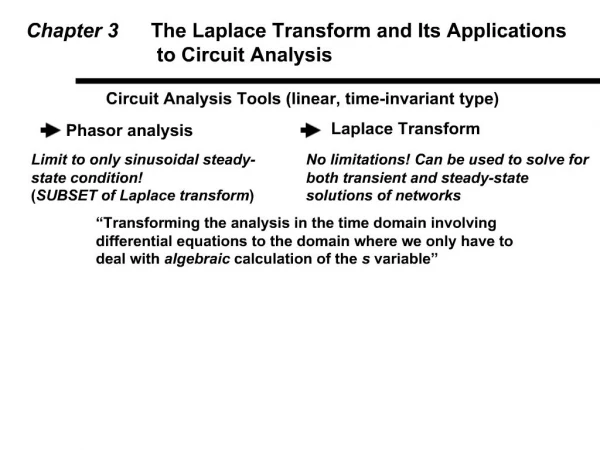 Chapter 3 The Laplace Transform and Its Applications to Circuit Analysis