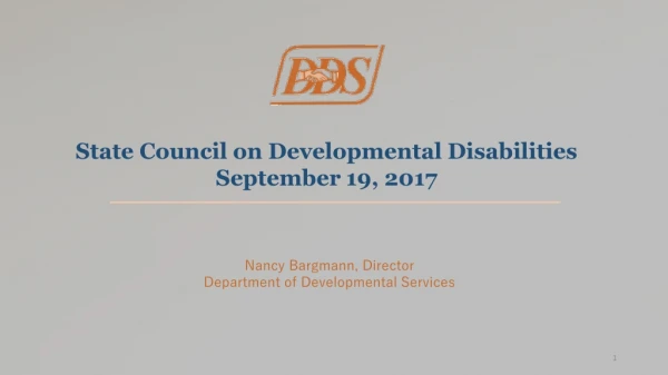 State Council on Developmental Disabilities September 19, 2017