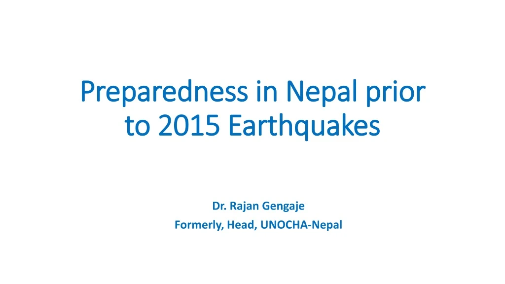 preparedness in nepal prior to 2015 earthquakes