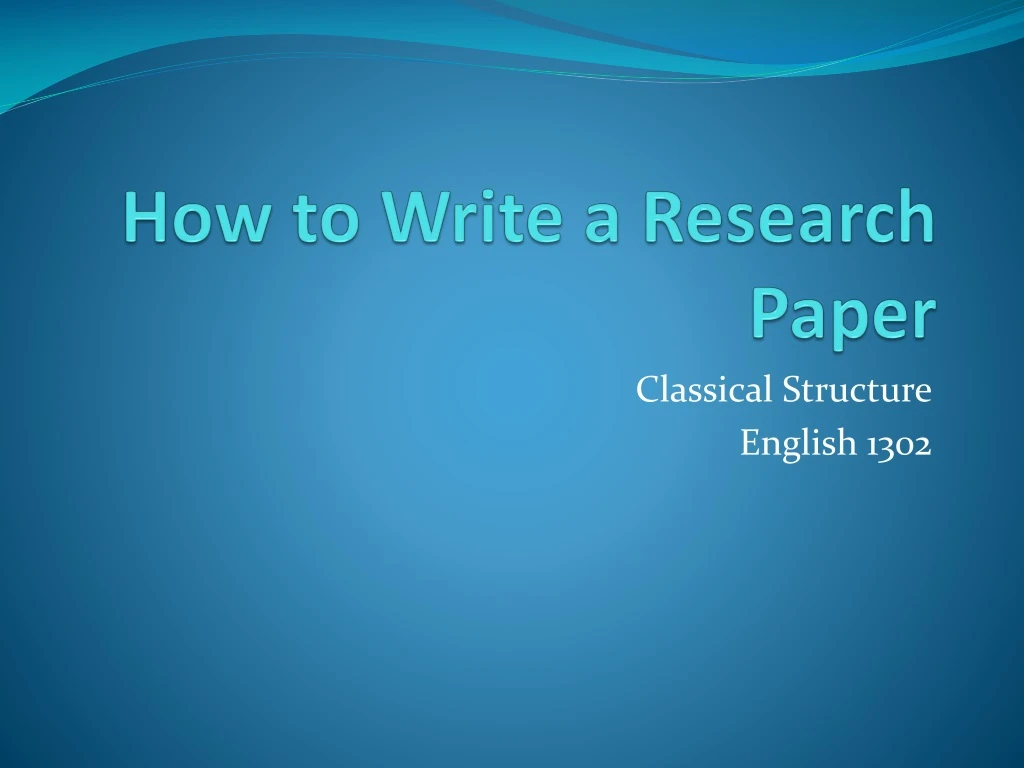 how to write a research paper