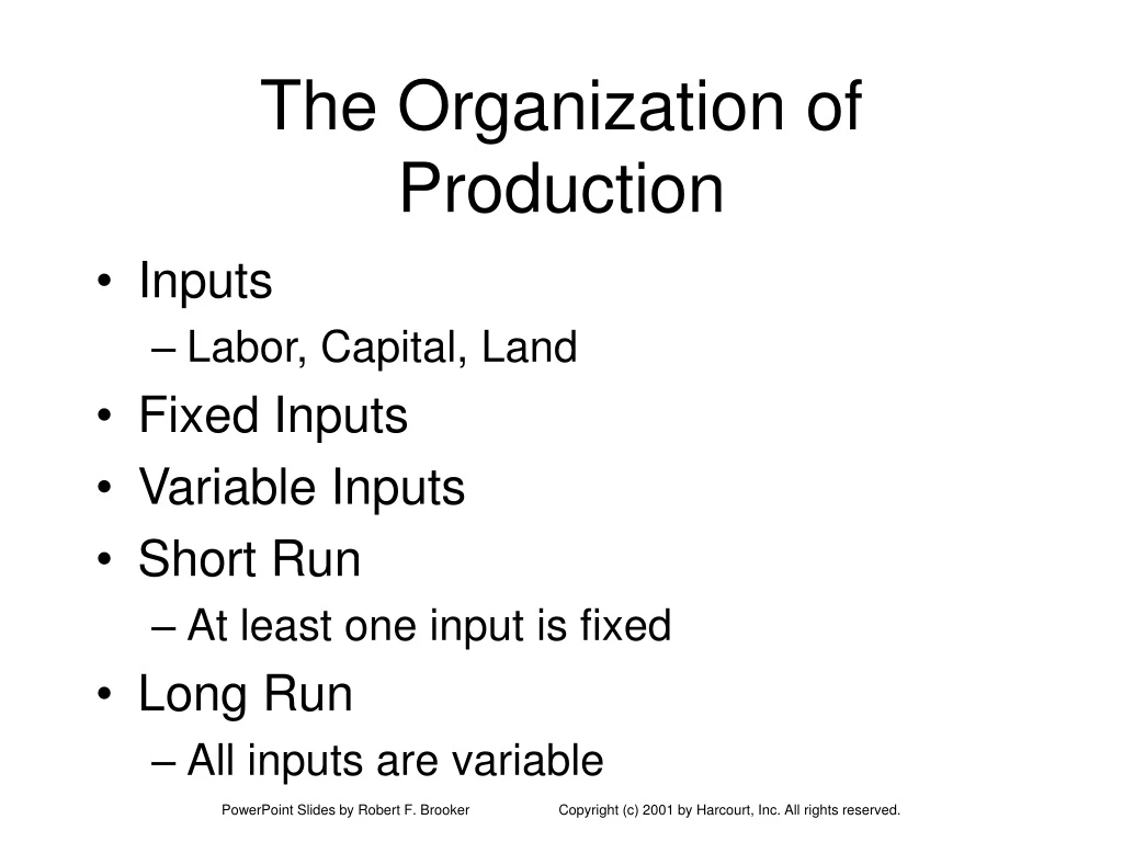 the organization of production