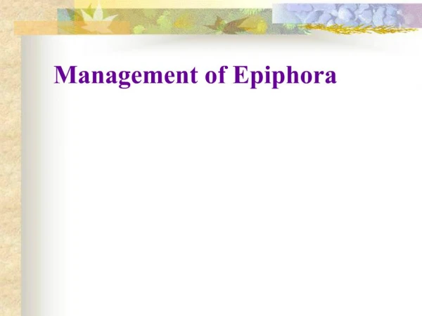 Management of Epiphora