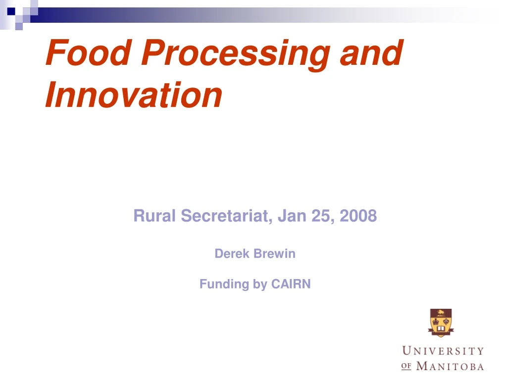 food processing and innovation