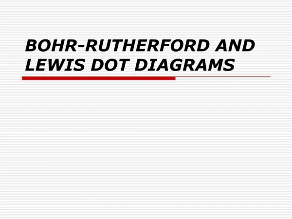 BOHR-RUTHERFORD AND LEWIS DOT DIAGRAMS