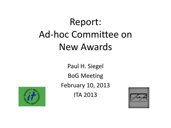 Report: Ad-hoc Committee on New Awards