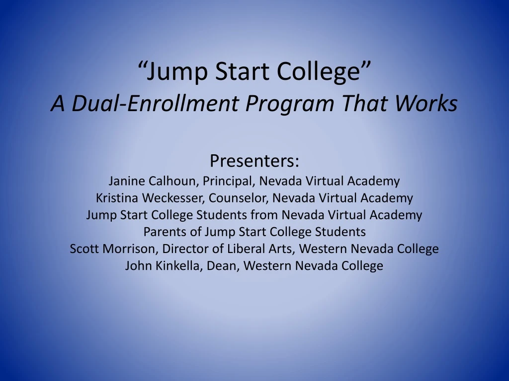 jump start college a dual enrollment program that