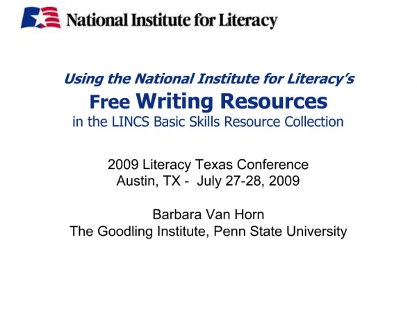 Using the National Institute for Literacy s Free Writing Resources in the LINCS Basic Skills Resource Collection