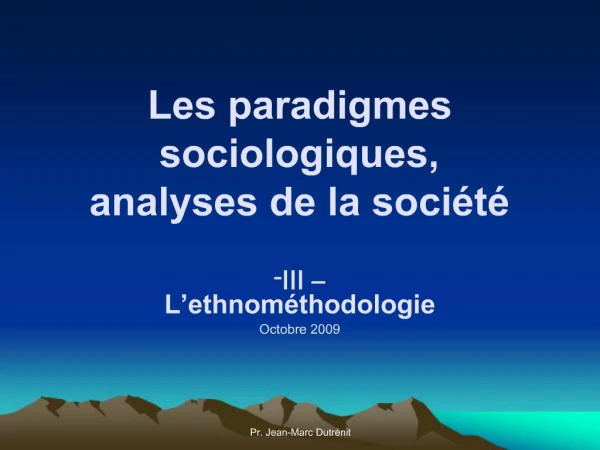 Les paradigmes sociologiques, analyses de la soci t