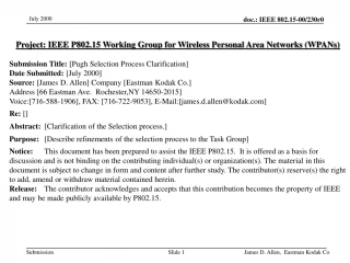 Project: IEEE P802.15 Working Group for Wireless Personal Area Networks (WPANs) - slide 1