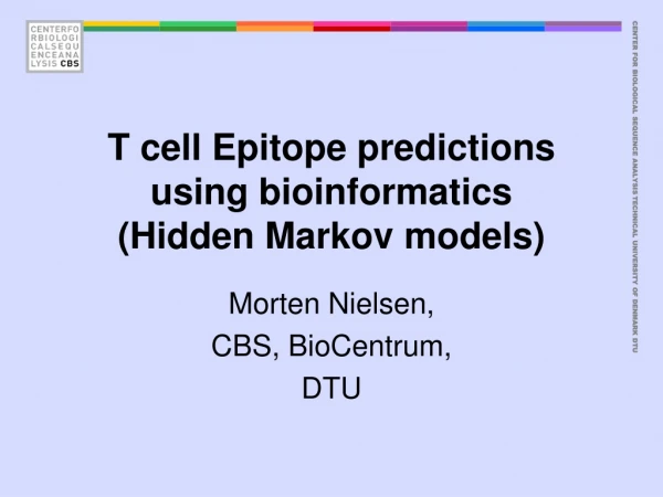 T cell Epitope predictions using bioinformatics (Hidden Markov models)