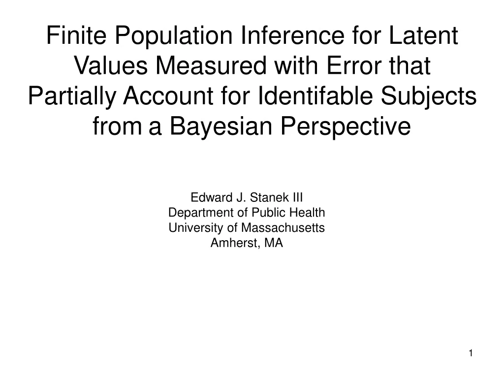finite population inference for latent values