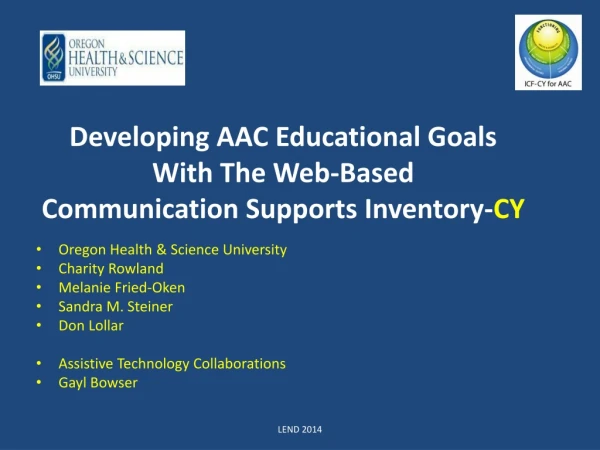 Developing AAC Educational Goals With The Web-Based Communication Supports Inventory- CY