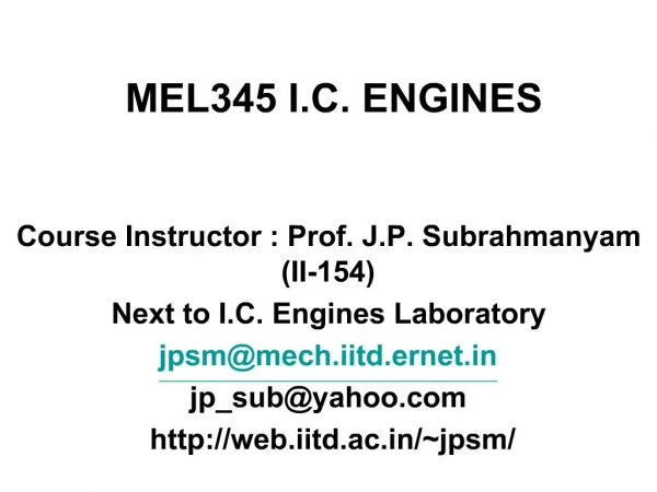 MEL345 I.C. ENGINES