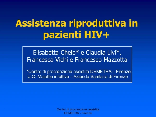 Assistenza riproduttiva in pazienti HIV
