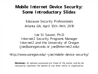Mobile Internet Device Security: Some Introductory Slides - slide 1