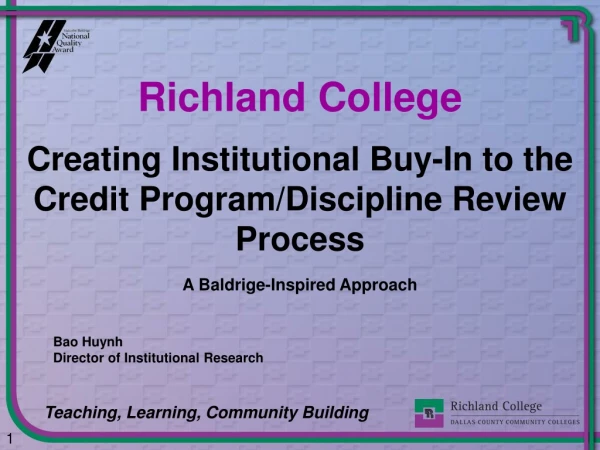 Creating Institutional Buy-In to the Credit Program/Discipline Review Process