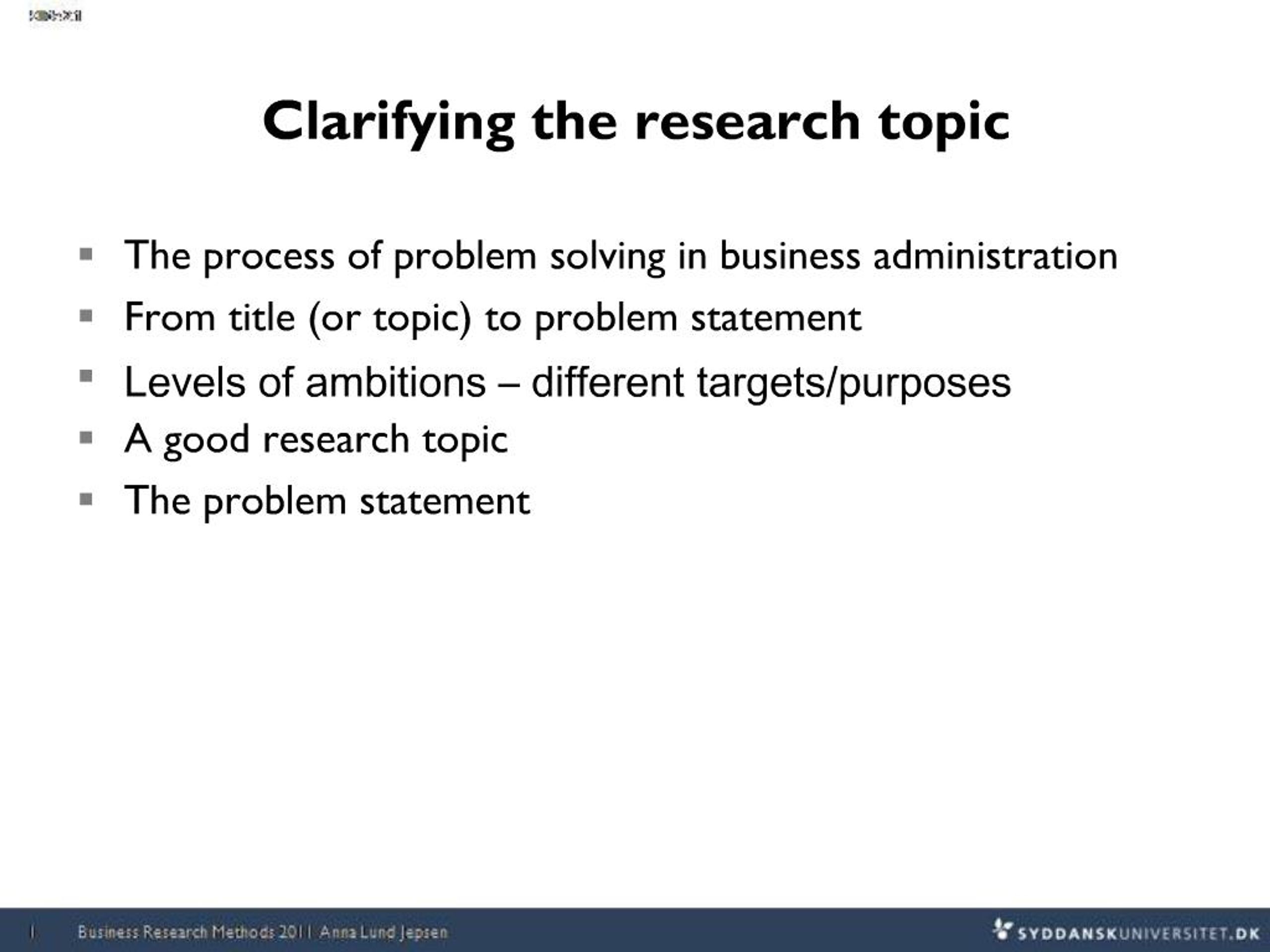PPT - Clarifying the research topic PowerPoint Presentation, free ...