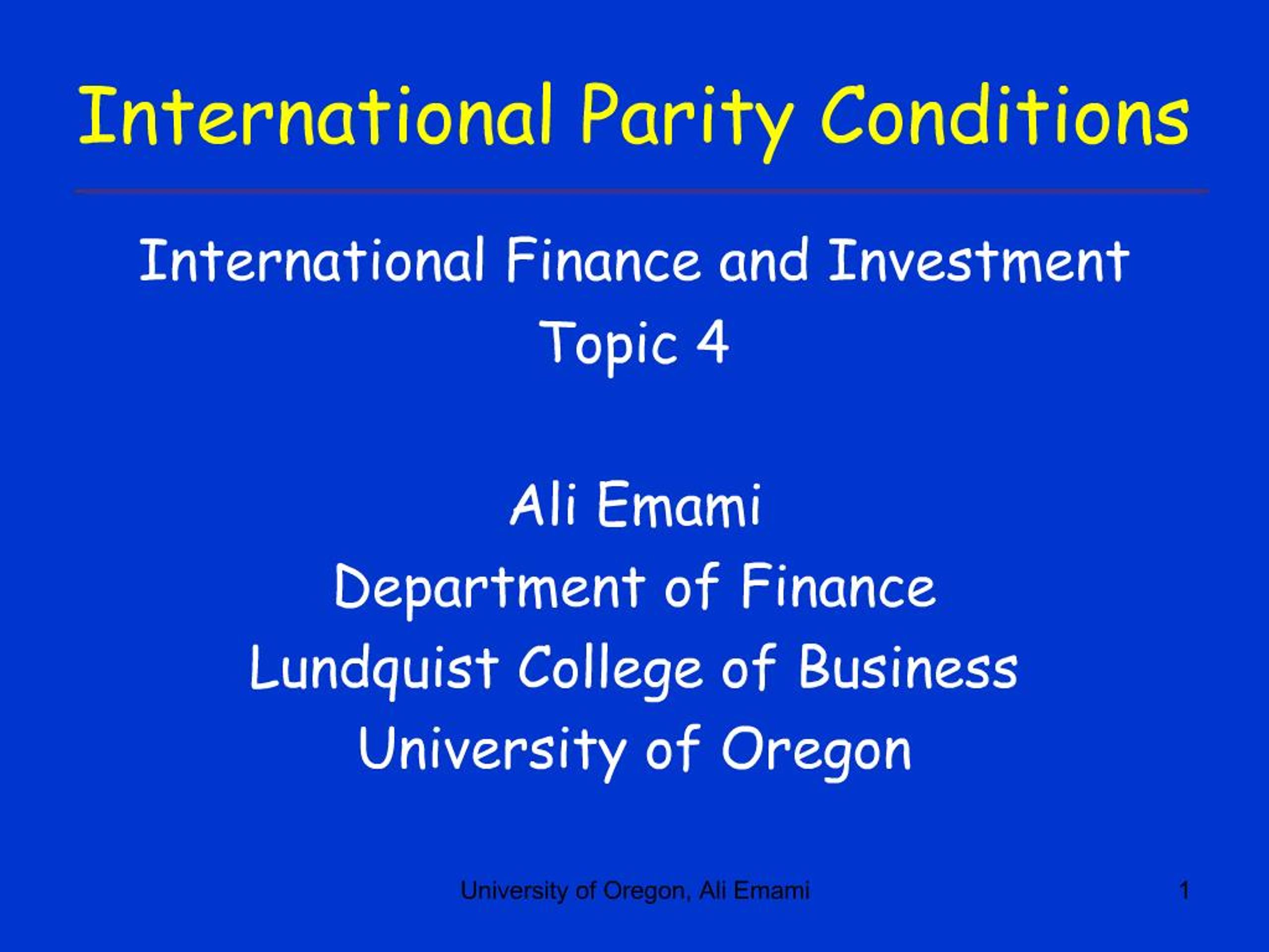 PPT - International Parity Conditions PowerPoint Presentation, free ...