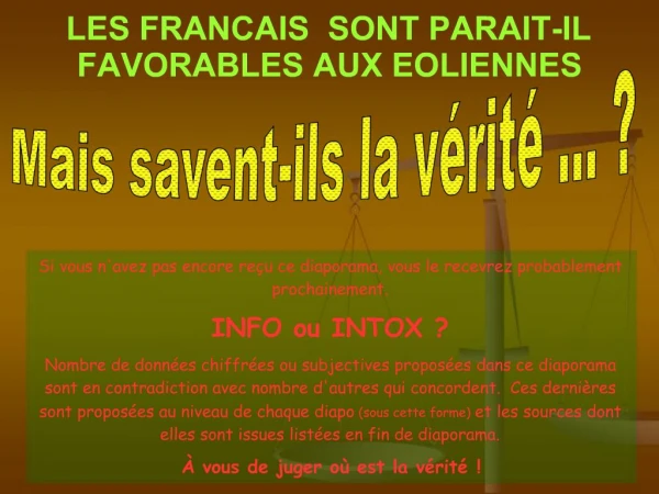 LES FRANCAIS SONT PARAIT-IL FAVORABLES AUX EOLIENNES