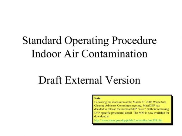 Standard Operating Procedure Indoor Air Contamination Draft External Version