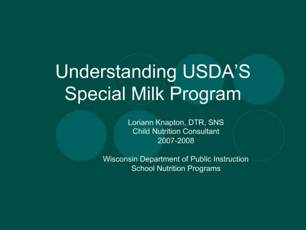 Understanding USDA S Special Milk Program