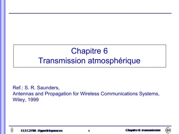 Chapitre 6 Transmission atmosph rique