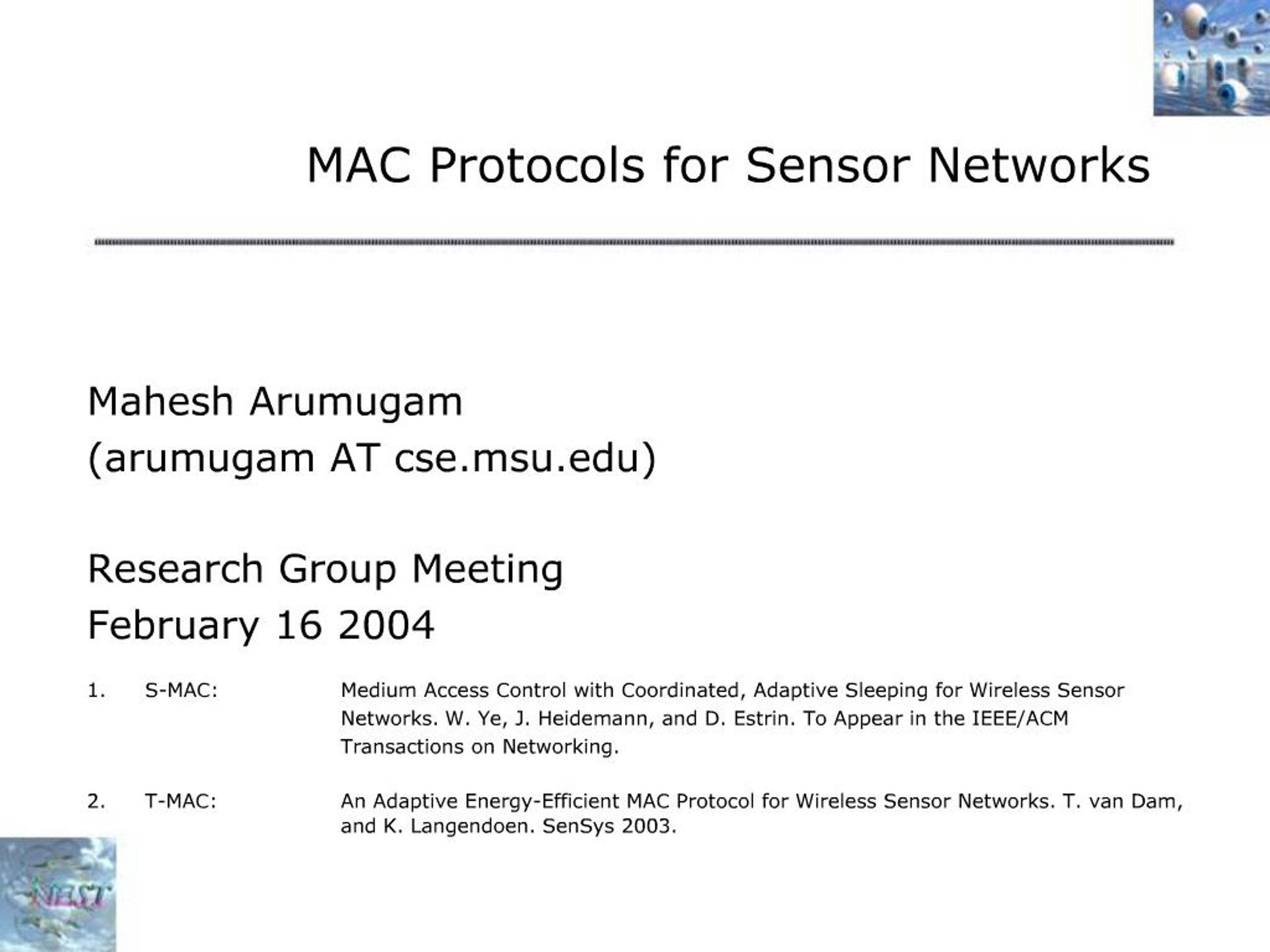 PPT - MAC Protocols for Sensor Networks PowerPoint Presentation, free ...