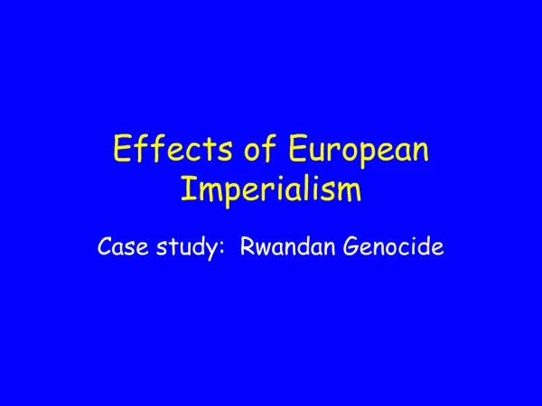 Effects of European Imperialism