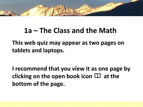 1a – The Class and the Math