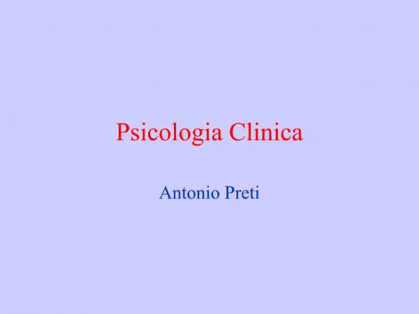 Psicologia Clinica