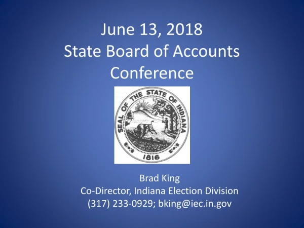 June 13, 2018 State Board of Accounts Conference