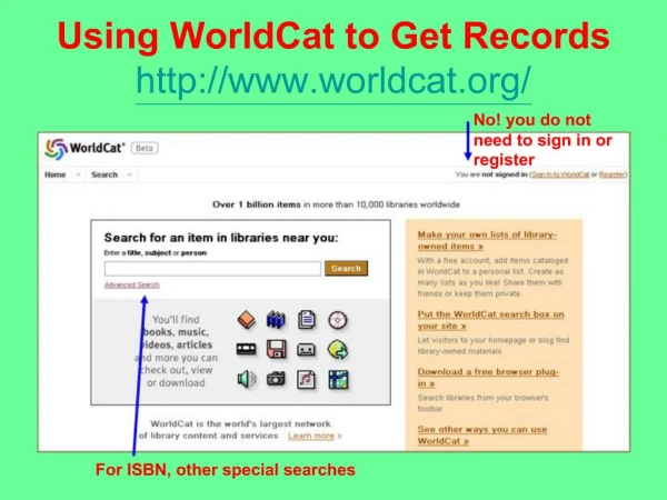 Using WorldCat to Get Records worldcat
