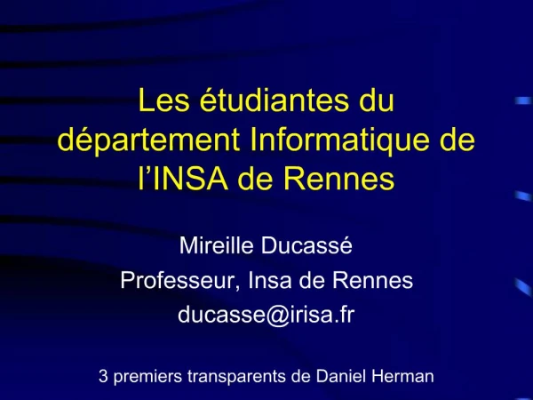 Les tudiantes du d partement Informatique de l INSA de Rennes