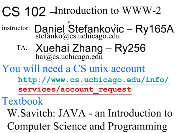 CS 102 Introduction to WWW-2