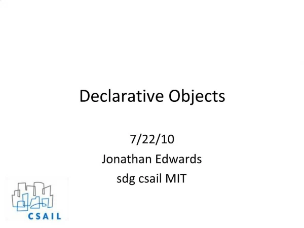Declarative Objects