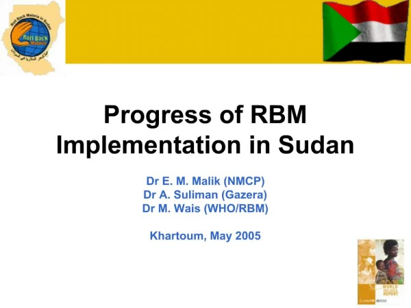 Progress of RBM Implementation in Sudan