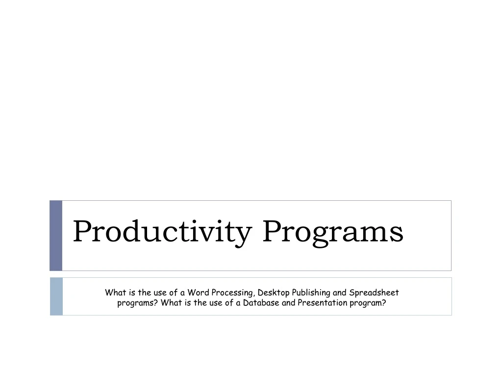 productivity programs