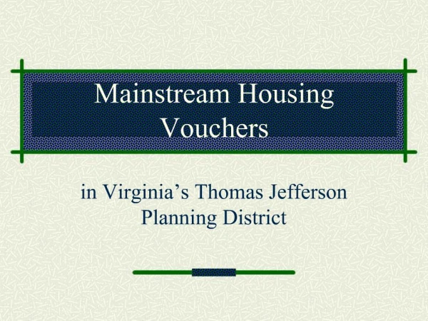 Mainstream Housing Vouchers
