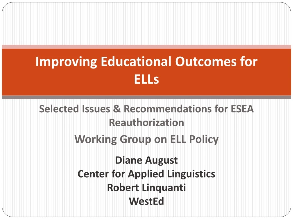 improving educational outcomes for ells